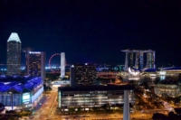widok z salonu Fairmont penthouse w Singapurze