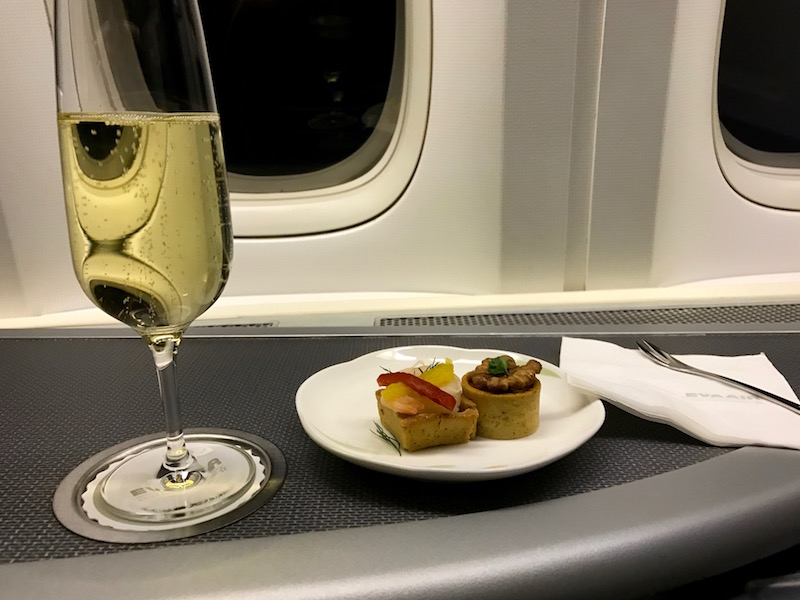 Glass of Veuve Clicquot And Light Pre Departure Snack