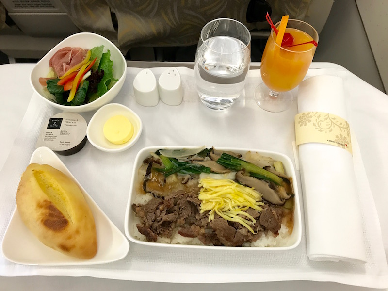 Asiana Airlines Business Class Lunch 