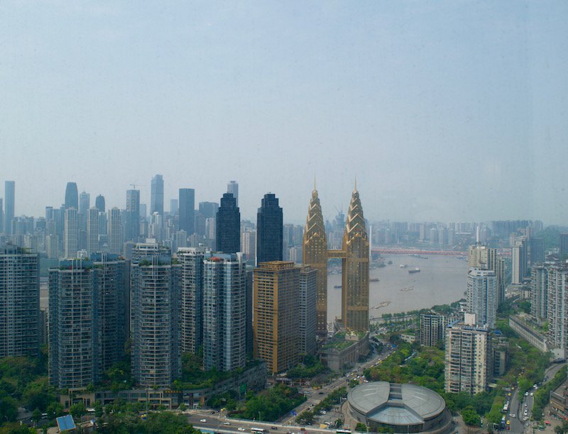 Yangtze River And The Gold Sheraton Twin Towers!
