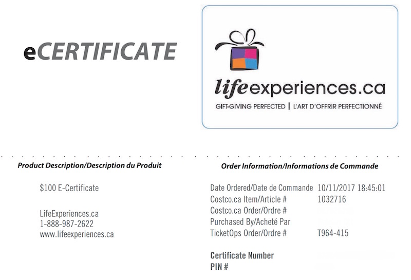 Life Experiences e-Certificate