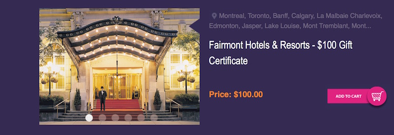 Fairmont $100 Gift Certificate 