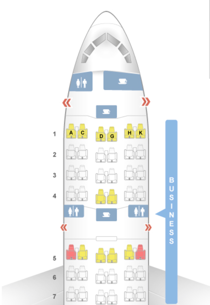 ANA 787 Business Class Seat Map (Cradle Seats)