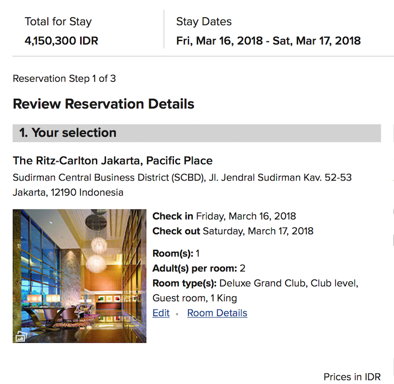 Ritz-Carlton Jakarta Pacific Place Rates