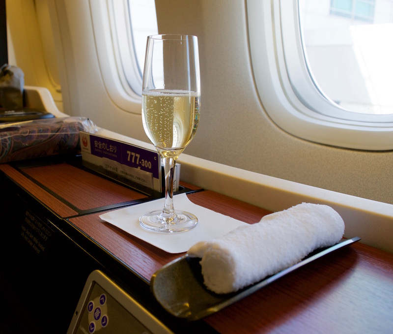 Pre-Departure Champagne And Warm Towel
