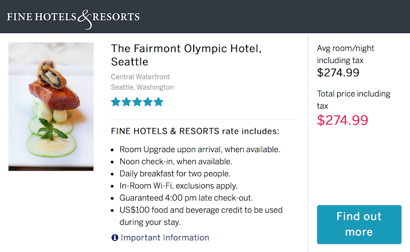 Fairmont Olympic Hotel Seattle - American Express Fine Hotels And Resorts