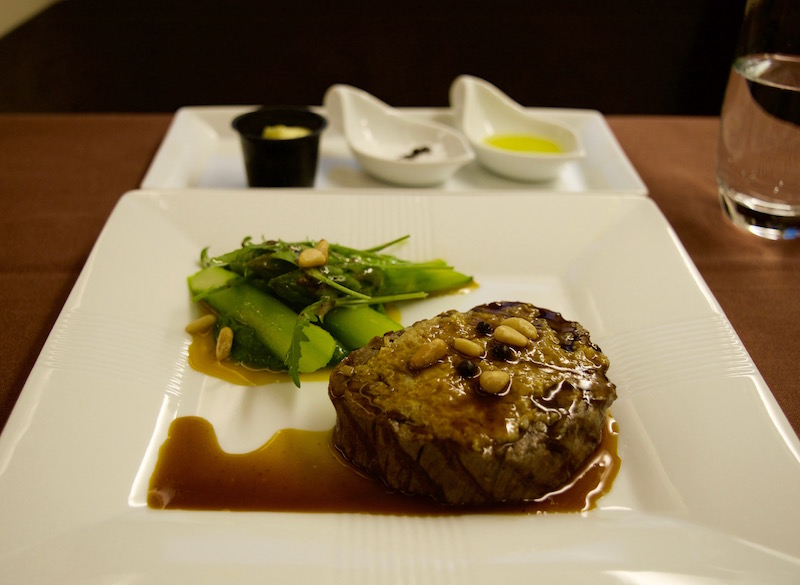 Japan Airlines First Class Dinner Service