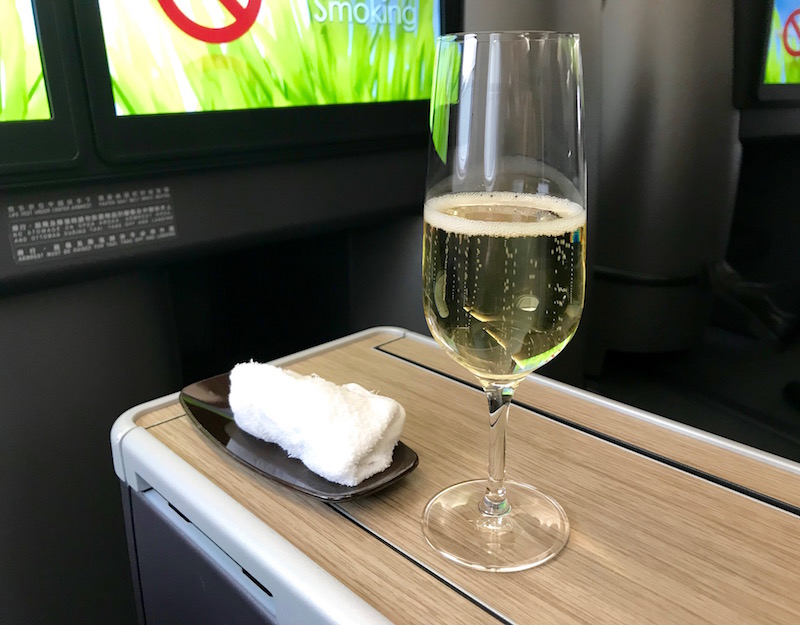 Pre-Departure Champagne And Cold Towel