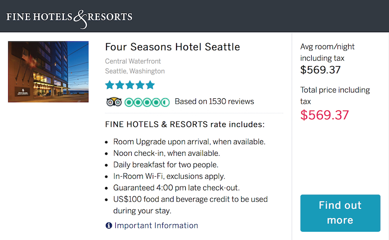 Four Seasons Hotel Seattle - American Express Fine Hotels And Resorts