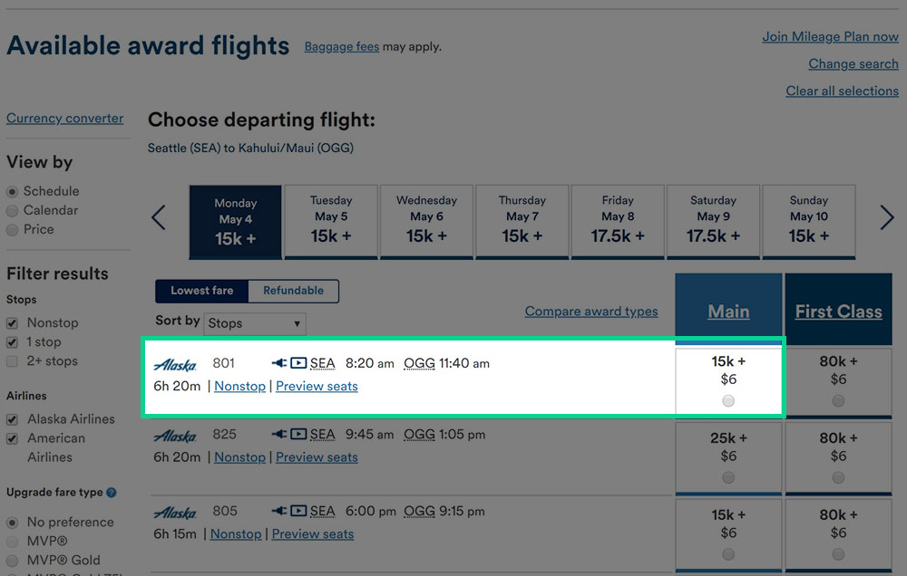 This departing flight will be bookable with British Airways Avios because it is priced at 15k.