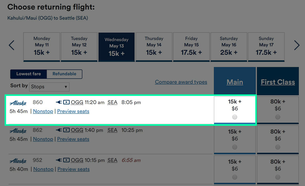 This return flight is also bookable using British Airways Avios. You may have to do several searches to find your desired flight dates and times. Flexibility is key!