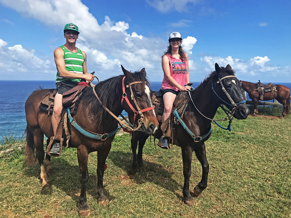 Horseback riding Oceanside at the Mendes Ranch. Wailuku, HI.