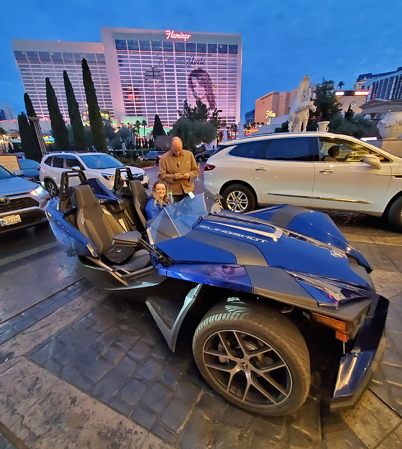 Valeting the Slingshot at Caesars Palace for free (regularly $30 USD for 24 hours), thanks to my Caesars Diamond status match through my American Express Platinum Card!