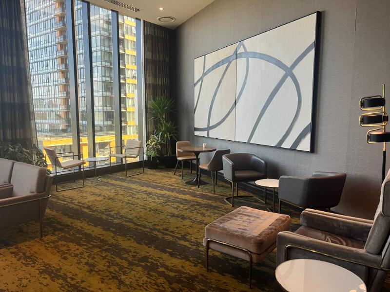 2-jw-marriott-vancouver-lounge-entrance Comfortable seating area near the entrance of the JW Marriott Executive Lounge in Vancouver, BC.
