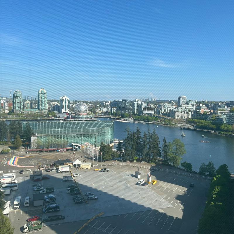 20-jw-marriott-vancouver-room-view-false-creek Scenic room view of False Creek and Science World from JW Marriott Vancouver, also visible from the lounge.