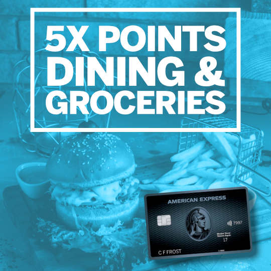 Amex Cobalt Card with restaurant bill and groceries – 5x points on dining and food