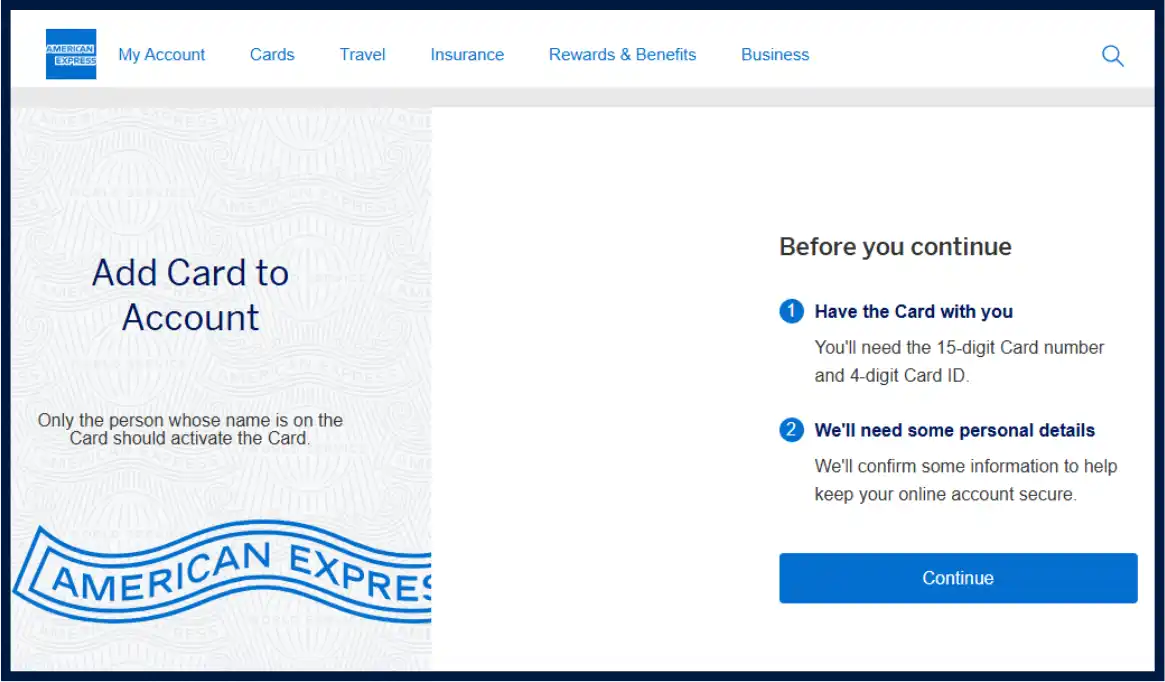 Steps for adding an additional Amex card