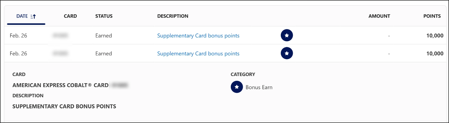 Amex Additional Card Offer Bonus Points Posted